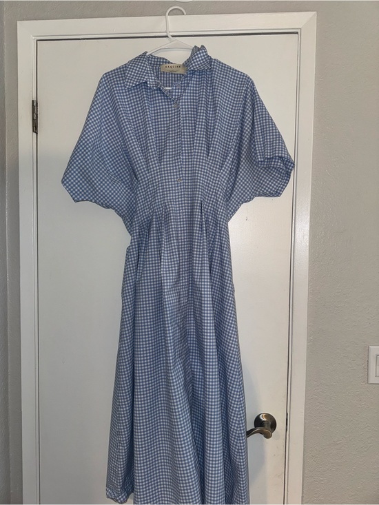 Anthropologie Dresses & Skirts - Anthropologie Blue Gingham Maxi Shirt Dress
